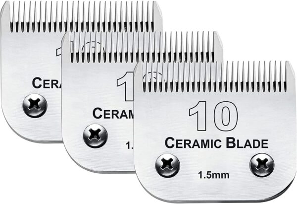 3x Pack Replacements #10 Size Blade Dog Grooming Clipper Blades Compatible with Andis / Wahl / Oster D