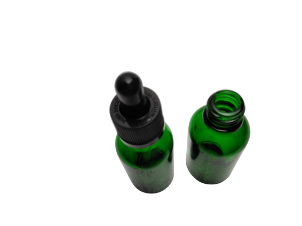 New Packaged 1oz 30ml Green Glass Boston Round Empty Bottles with Glass Droppers 50x Pack