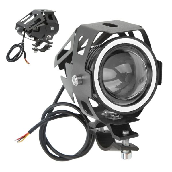 Blue Light 30W Motorcycle LED Spotlight With Angel Eye High Low Beam